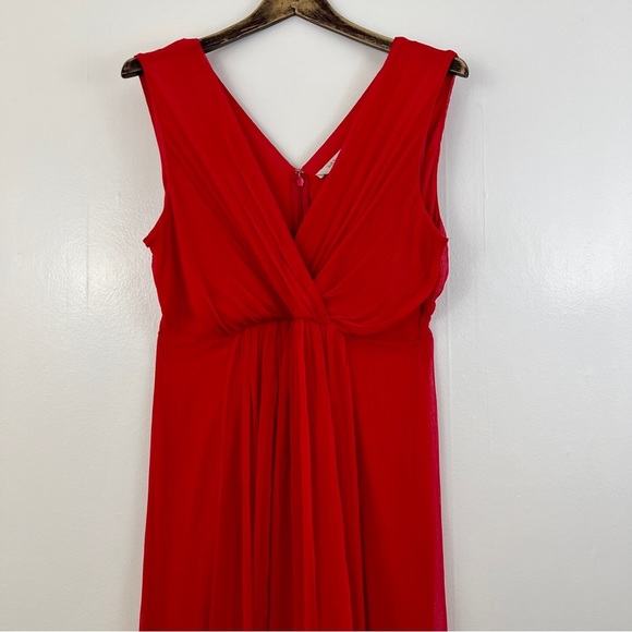 Soft Surroundings Charmonte Sleeveless Chiffon Dress Vibrant Red Size 4 Petite - Picture 3 of 15